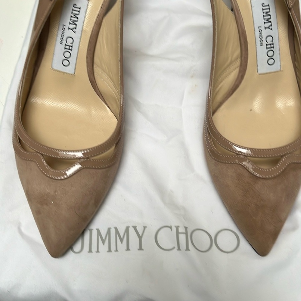 Jimmy Choo Tan Heels Elegant Suede Design